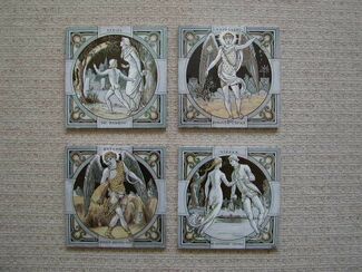 Set of 4 rare 1880's Minton tiles